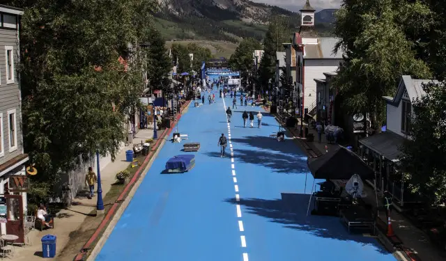 The main street was painted blue for the event.
