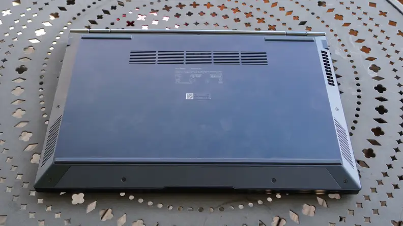 The underside of an Asus laptop.
