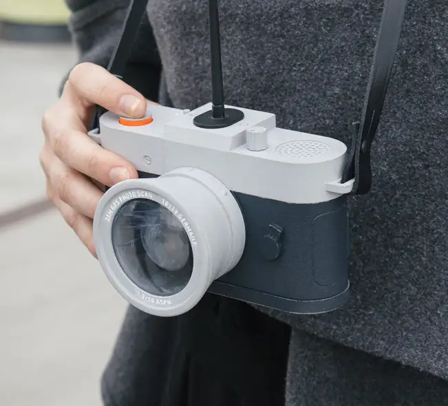 A close-up of the Camera Restricta prototype