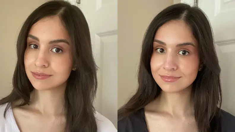 Person wearing eyeshadow on eyes.