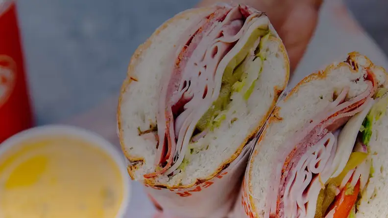 A sandwich cut in half