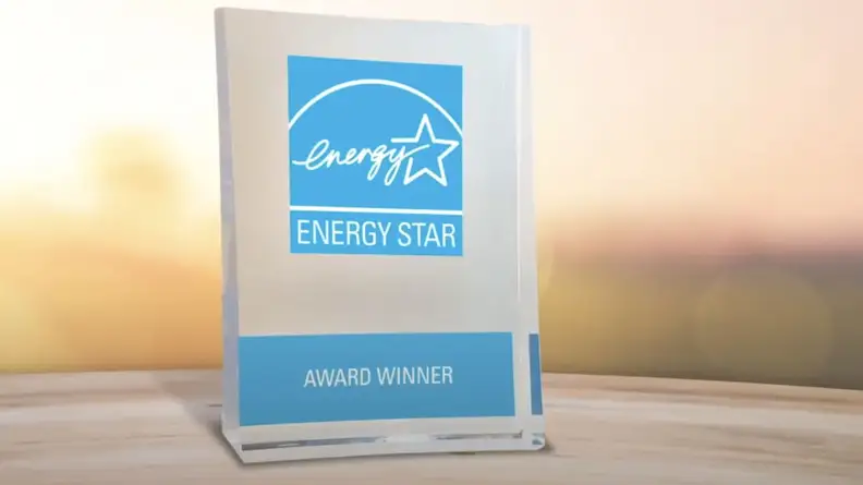 A close-up of an EnergyStar award