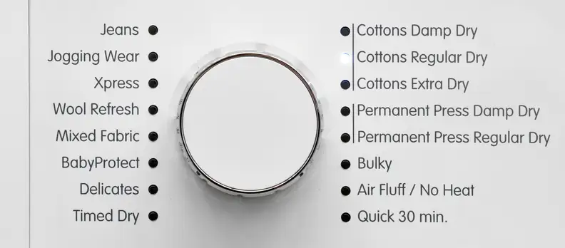 The cycles on the compact Blomberg DHP24412W dryer