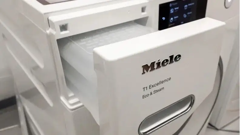 The condenser drawer of the Miele ventless dryer.