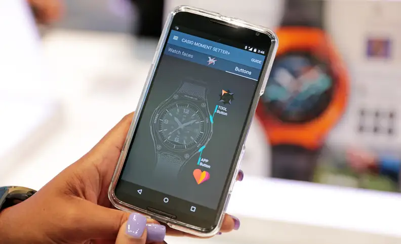 The Moment Setter+ app lets you customize the buttons on the phone, watch faces, and more.