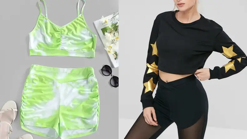 Light green and black two-piece fashions from Zaful.
