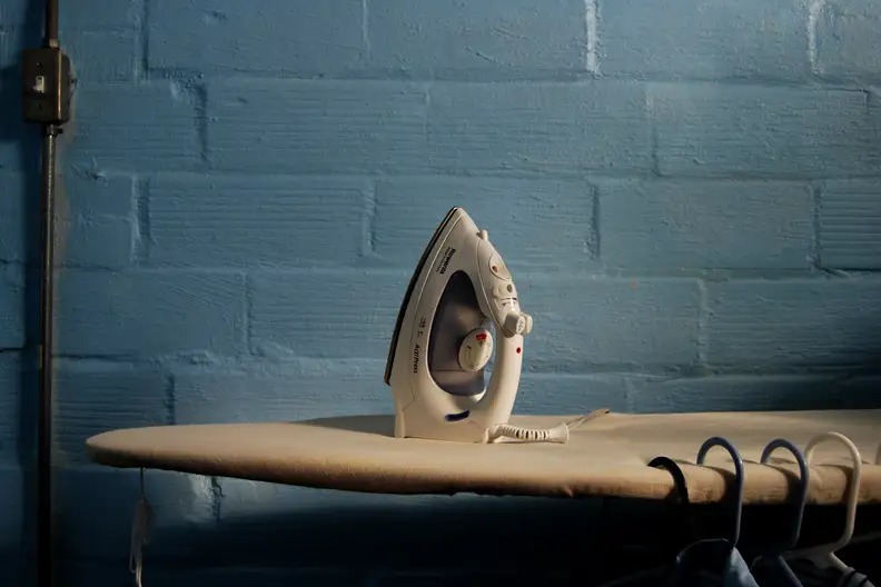 iron on ironing board