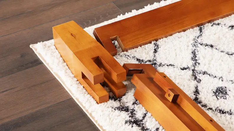 Pieces of the bed frame.