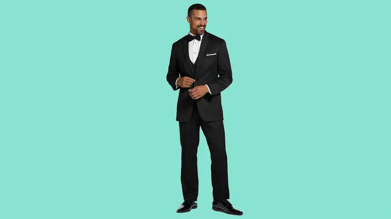 A person wearing a tuxedo.