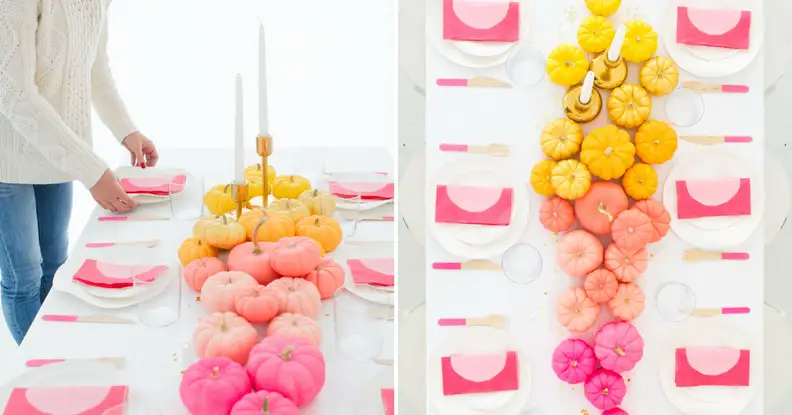 pink pumpkin tablescape