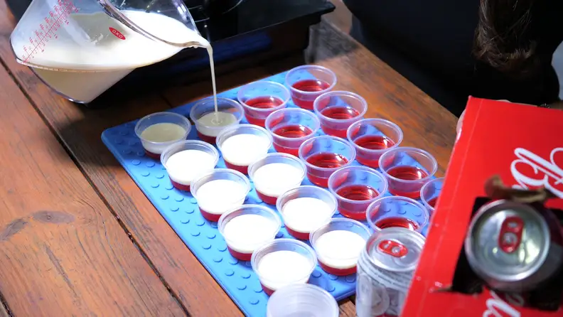 Pouring white Jell-O