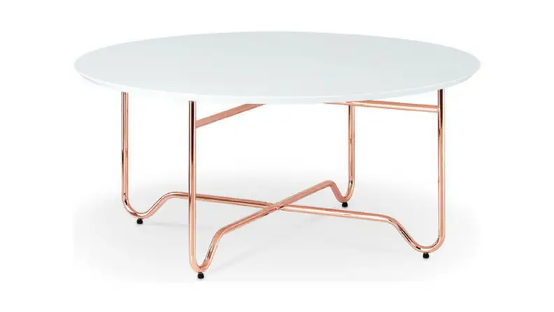 Canty Coffee Table, White and Rose Gold