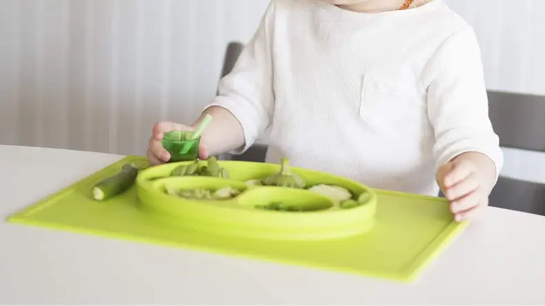 This mat suctions to the table to prevent mealtime messes.