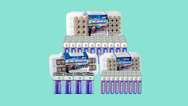 packs of batteries stacked on top of one another