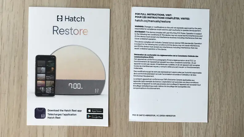 hatch restore instruction card
