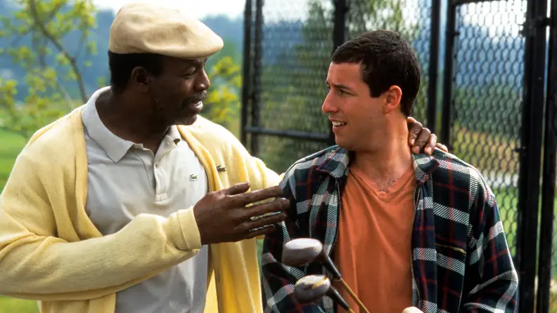 Actor Carl Weathers offers Adam Sandler’s character some words of wisdom in the 1996 golf comedy Happy Gilmore.