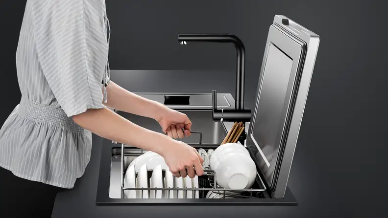 Fotile makes a sink that washes the dishes for you