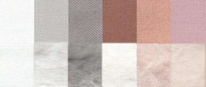 Before and after test stain results using the Normal cycle. From left to right: control, sweat, dirt, blood, cocoa, and red wine.