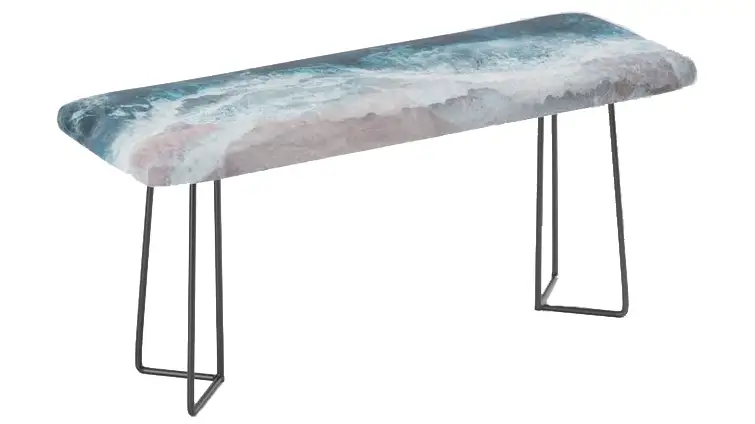 Bench with a beach pattern.