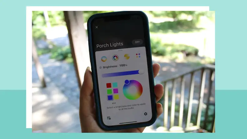 Smartphone displaying Hubspace in-app function for string lights.