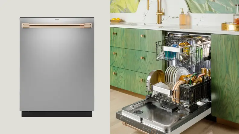 A single dishwasher next to the dishwasher open in a kitchen