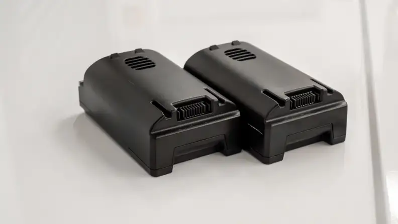 The S12 comes with two removable batteries that last about 10 minutes each on high.