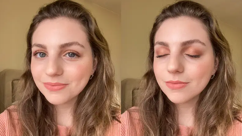 The author wearing products from REM Beauty.