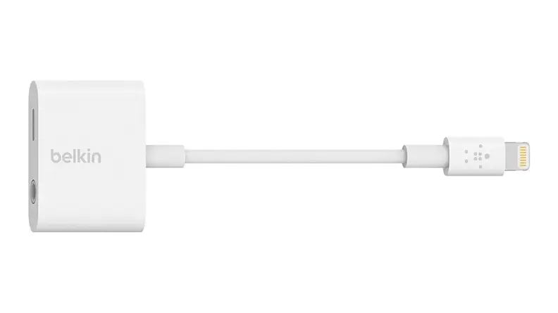 The Belkin Rockstar Apple iPhone headphone splitter adapter.