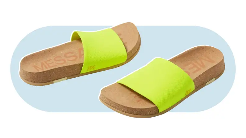 Message sandals on a baby blue background.