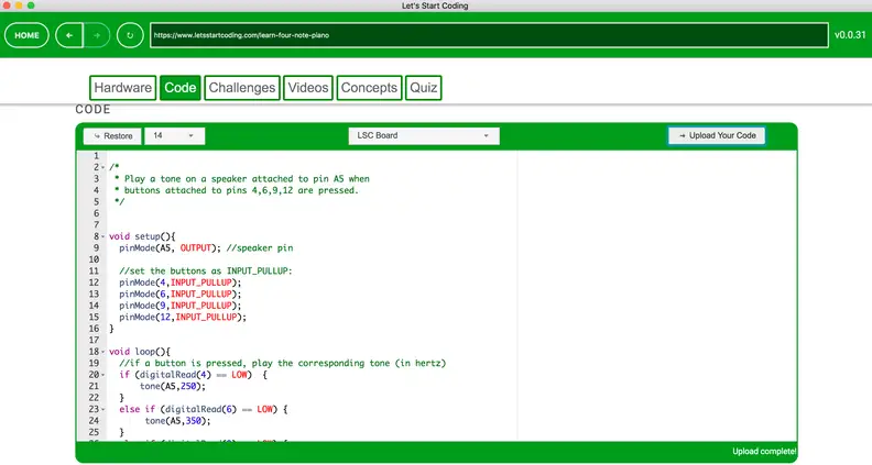 A Let's Start Coding project window.