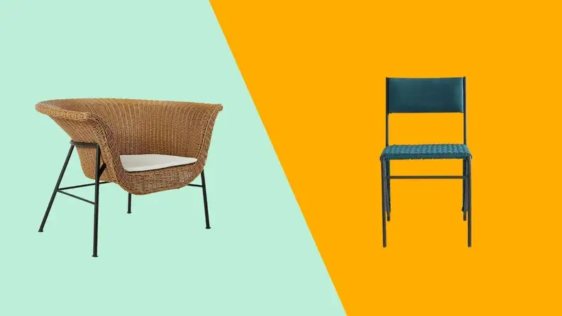 Rattan chair lounge chair and wooden chair.