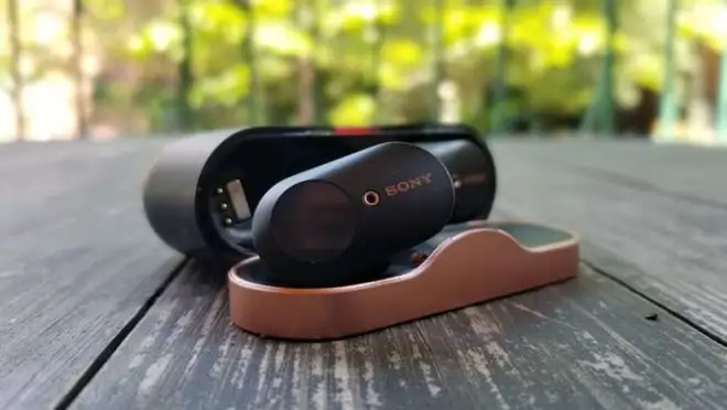 Headphones laying on porch.