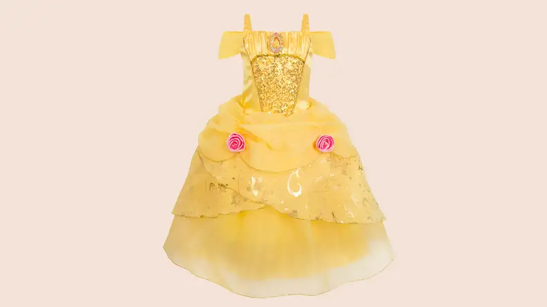 Belle dress on a pink background.