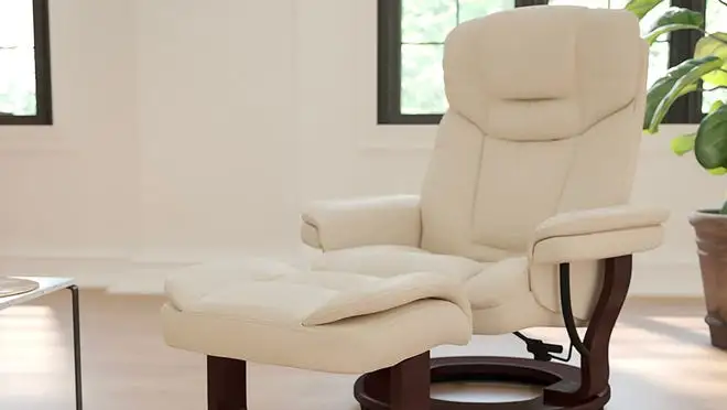 cream Recliner Chair with Ottoman