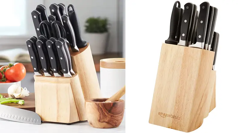 The AmazonBasics knife set.