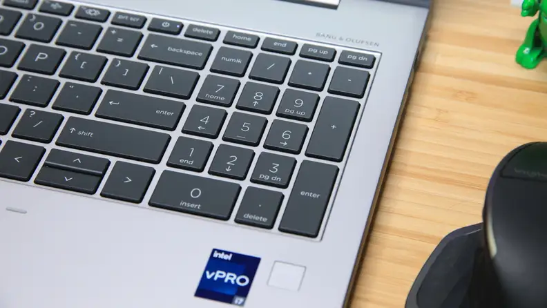 Close-up of the laptop's keyboard.