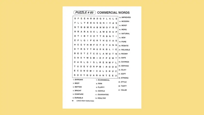 A crossword puzzle on a yellow background.
