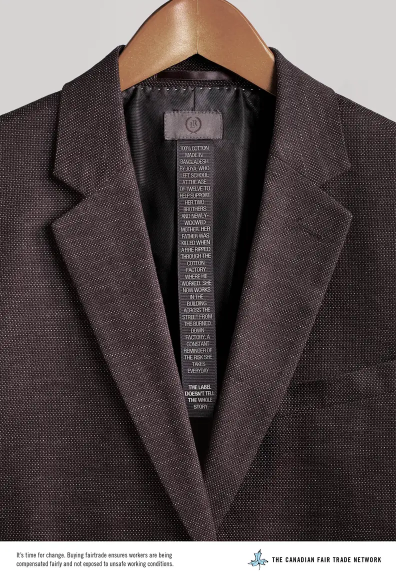 Blazer with sweatshop story label