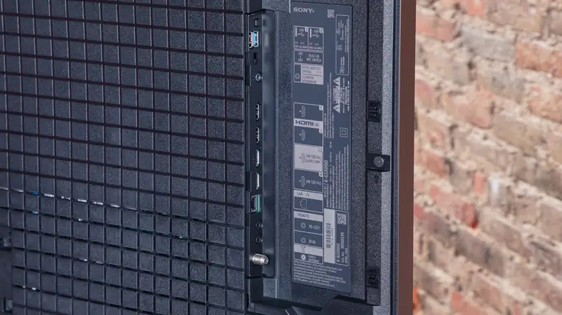 A close-up of the Sony Bravia 9 TV HDMI ports.