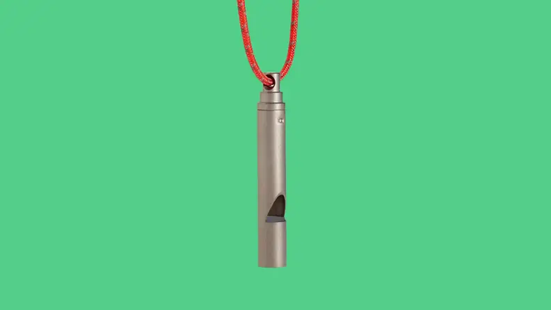 A Vargo titanium emergency whistle.