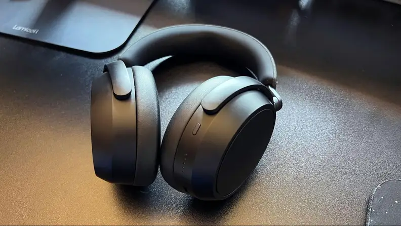 The Momentum 4 headphones laying down flat.