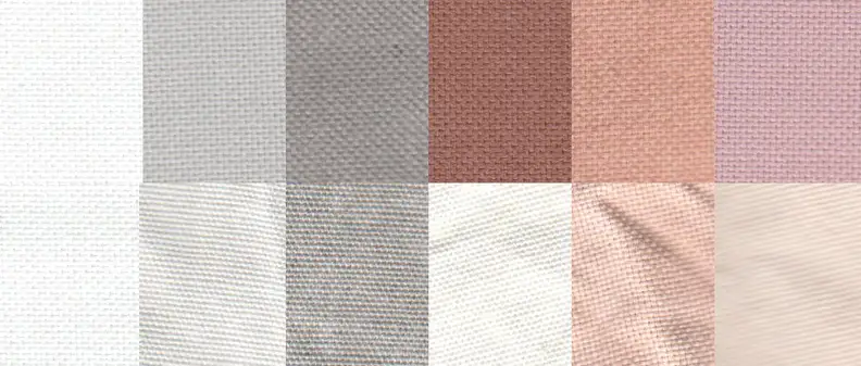 Before and after test stain results using the Normal cycle. From left to right: control, sweat, dirt, blood, cocoa, and red wine.