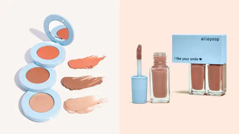 The Alleyoop Stack the Odds and the Alleyoop Multi-Mood lip trio on plain backgrounds.