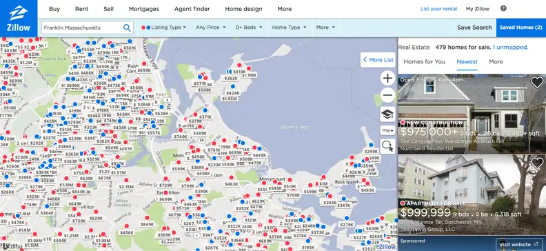Zillow is one of the most popular and comprehensive home search websites, though I felt Redfin was generally easier to use.
