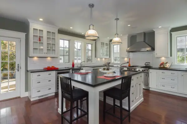 Kitchen with pendant lights