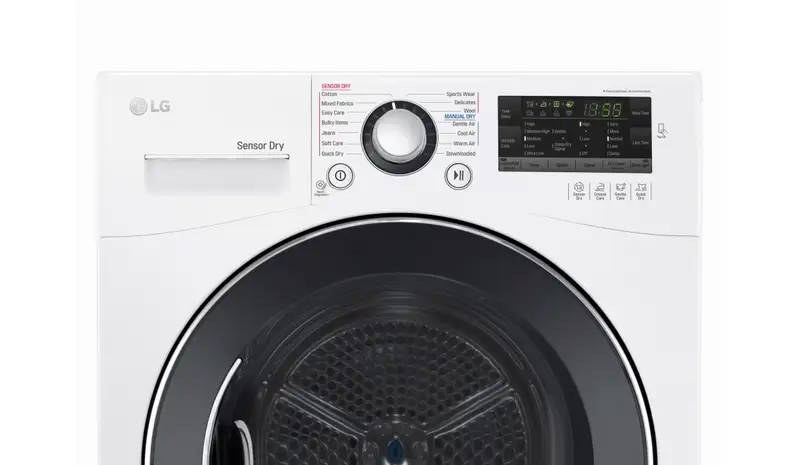 A LG DLEC888W compact ventless dryer