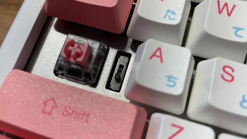 Close-up shot of an empty switch in the keyboard.