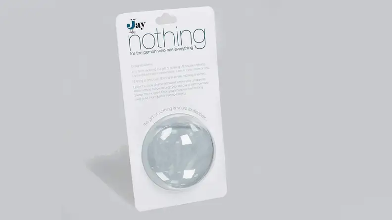 The gift of nothing on a gray backgroun d