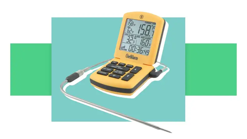 Thermoworks Probe Thermometer in front of a background.