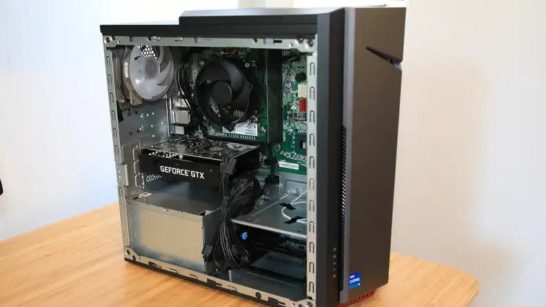 The interior of an Acer Nitro 50 desktop tower.